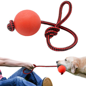 Solid Rubber Dog Chew Toys Pet Ball Tug Toy