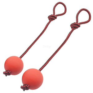 Solid Rubber Dog Chew Toys Pet Ball Tug Toy